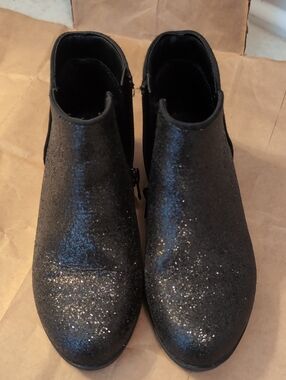 Car & Jack Kids Glitter Ankle Boots - Black